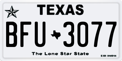 TX license plate BFU3077