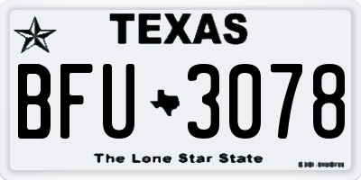 TX license plate BFU3078