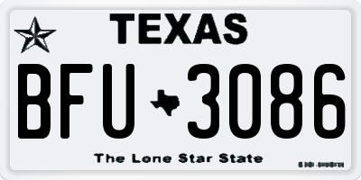 TX license plate BFU3086