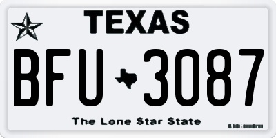 TX license plate BFU3087