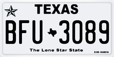 TX license plate BFU3089