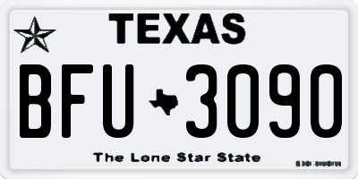 TX license plate BFU3090