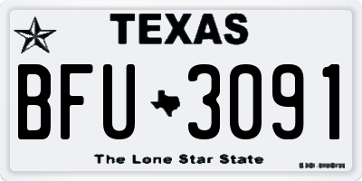 TX license plate BFU3091