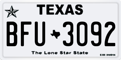 TX license plate BFU3092