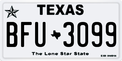TX license plate BFU3099