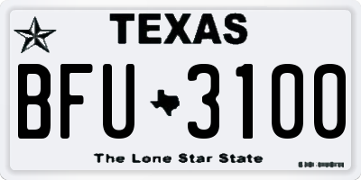 TX license plate BFU3100