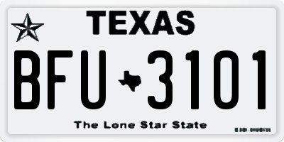 TX license plate BFU3101