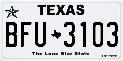 TX license plate BFU3103