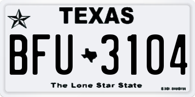 TX license plate BFU3104