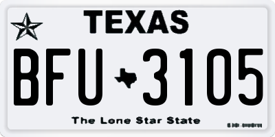 TX license plate BFU3105