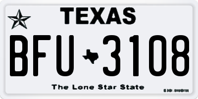 TX license plate BFU3108