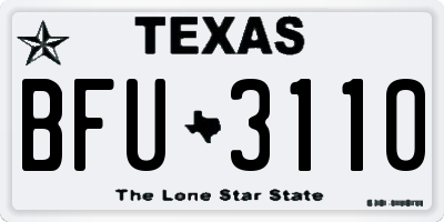 TX license plate BFU3110