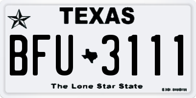 TX license plate BFU3111