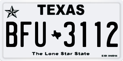 TX license plate BFU3112