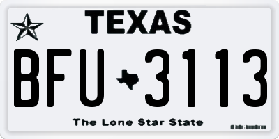 TX license plate BFU3113