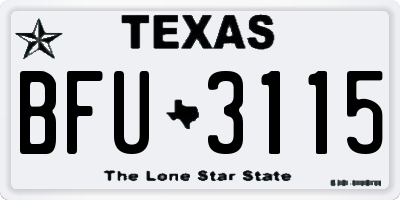TX license plate BFU3115