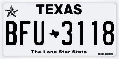 TX license plate BFU3118
