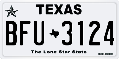 TX license plate BFU3124