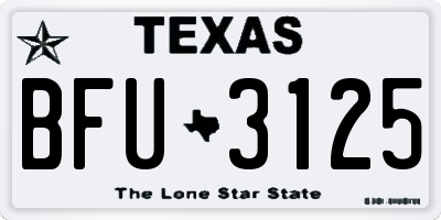 TX license plate BFU3125
