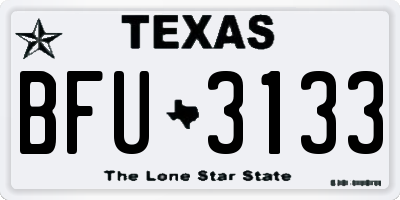TX license plate BFU3133
