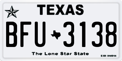 TX license plate BFU3138