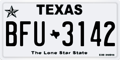TX license plate BFU3142