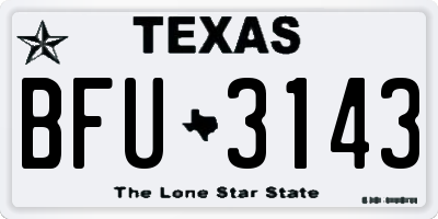 TX license plate BFU3143