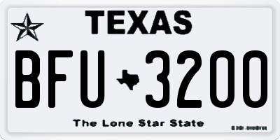 TX license plate BFU3200