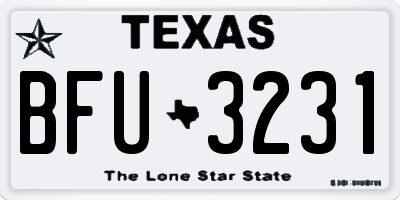 TX license plate BFU3231