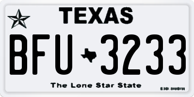 TX license plate BFU3233