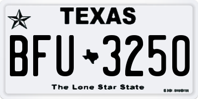 TX license plate BFU3250