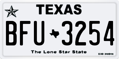 TX license plate BFU3254