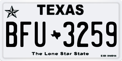 TX license plate BFU3259