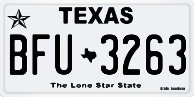 TX license plate BFU3263