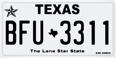 TX license plate BFU3311