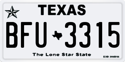 TX license plate BFU3315