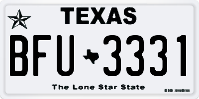 TX license plate BFU3331