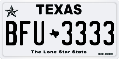 TX license plate BFU3333