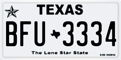 TX license plate BFU3334