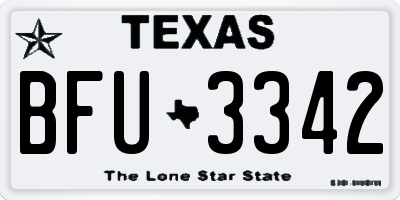 TX license plate BFU3342