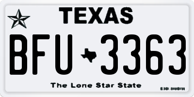 TX license plate BFU3363
