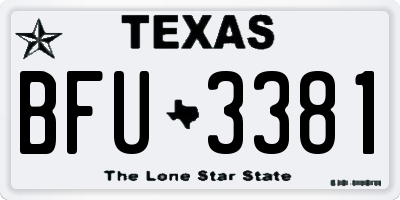 TX license plate BFU3381