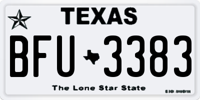 TX license plate BFU3383