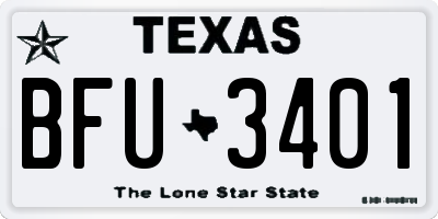 TX license plate BFU3401