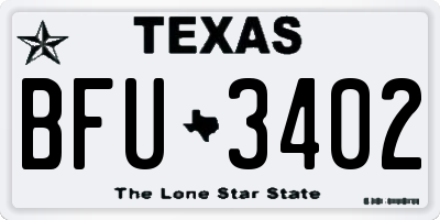 TX license plate BFU3402