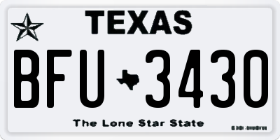 TX license plate BFU3430