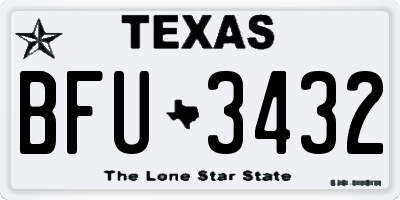 TX license plate BFU3432