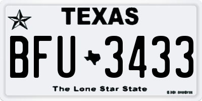 TX license plate BFU3433