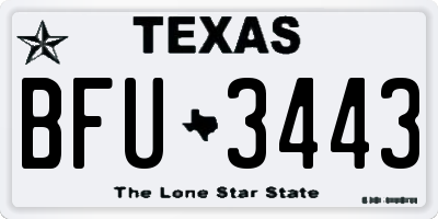 TX license plate BFU3443