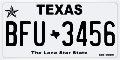 TX license plate BFU3456